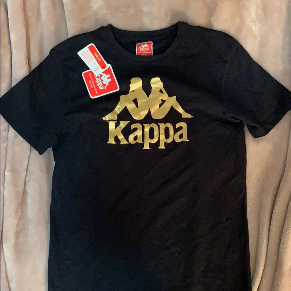 black and gold kappa shirt